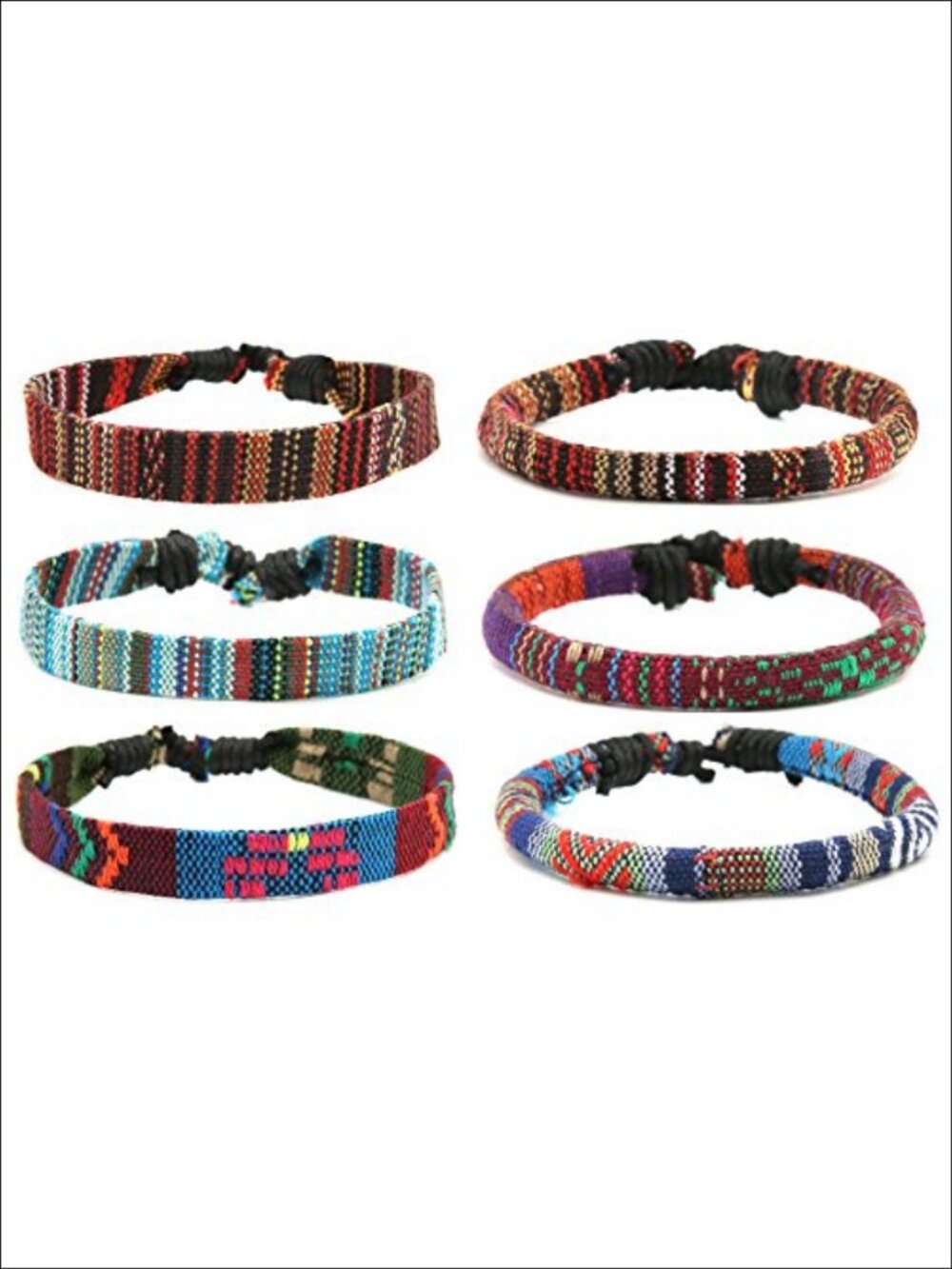 HZMAN Hemp Cord Wrap Bracelets Set of 6 Handmade Adjustable Wristbands